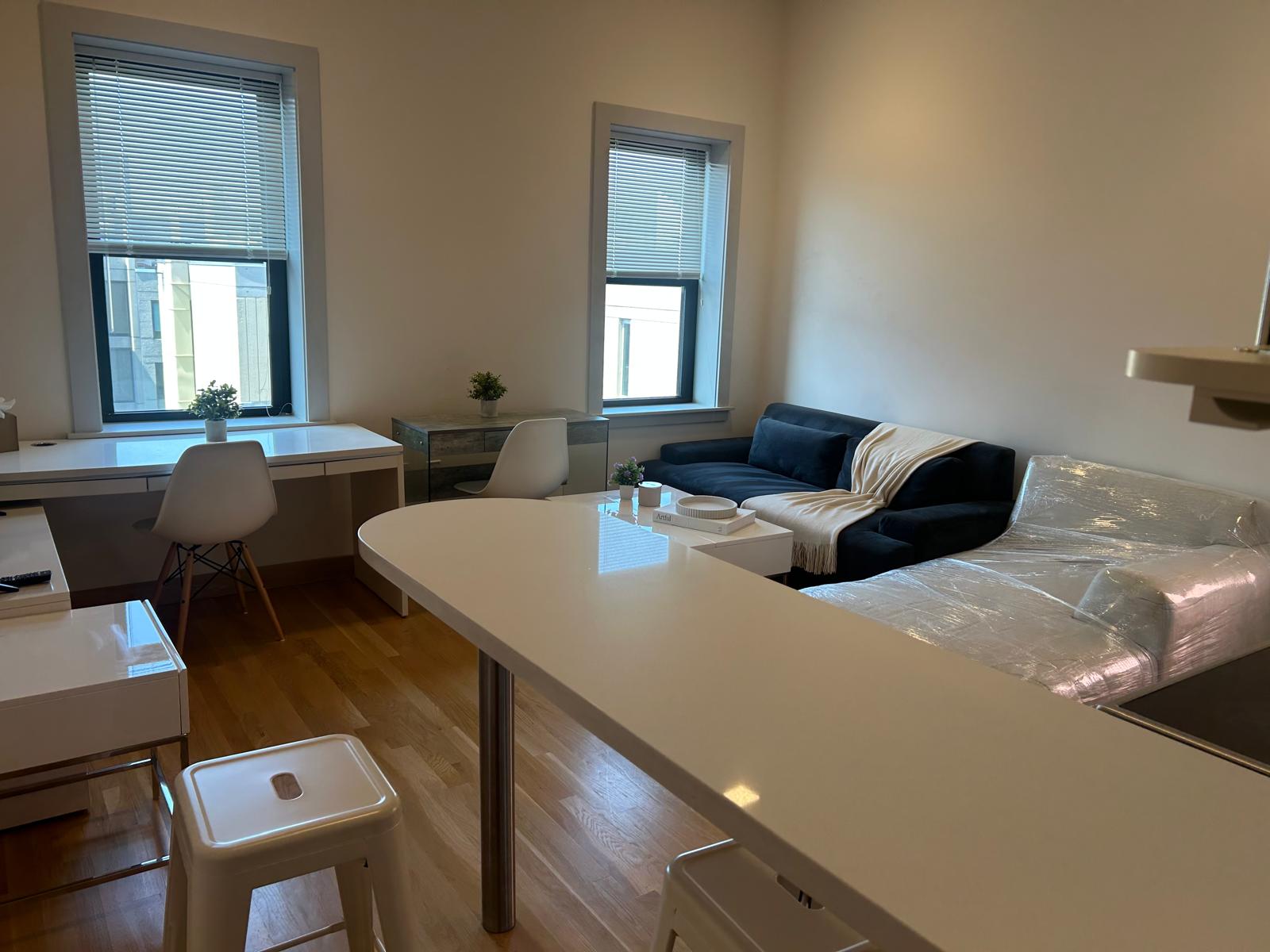Clean, bright apartment kitchen